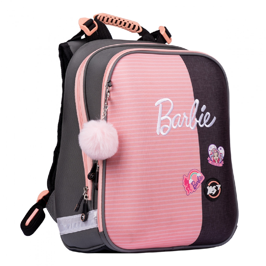 Рюкзак школьный YES H-12 "Barbie", розовый/серый, 558784