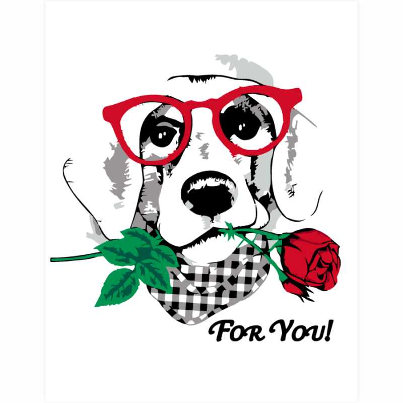 Набір-стандарт, картина за номерами "Dog with a Rose" 35*45 см, Rosa Start