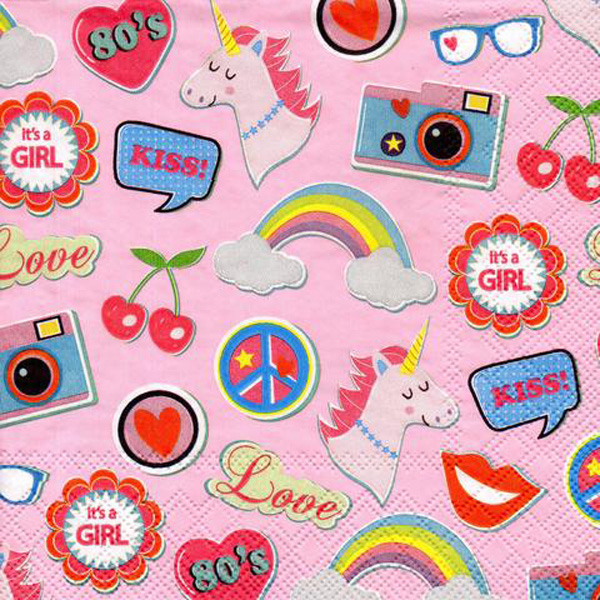 Декупажні серветки "Patches & Pins", фіолетові, 33*33 см, 18,5 г/м2, Abiente