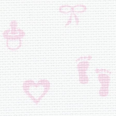Канва вишивальна Baby-Aida 14 ct. (36х46см.) молочн.с дитячим малюнком (рожевий), 3706/4249