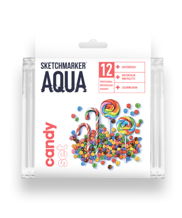 Набір маркерів акварельних SketchMarker Aqua Pro Candy, 12 кол, SMA-12CAND
