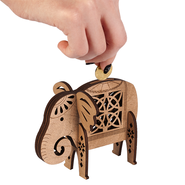 Заготовка-копилка для декорирования "Слон" 11*8,5 см, FLC-012 (3D)