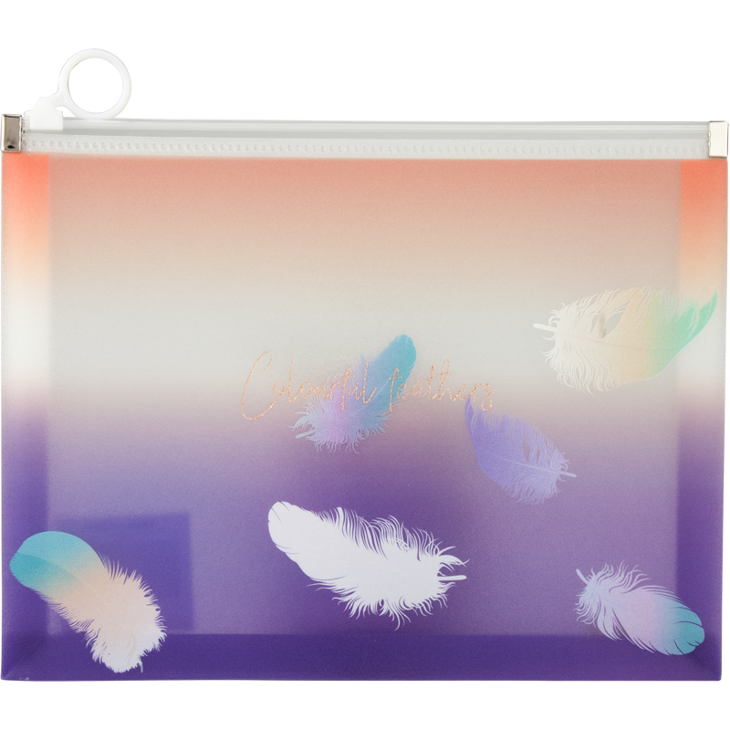 Папка на блискавці А5+, zip-lock, Colourful Feather 02, 1462-92-A