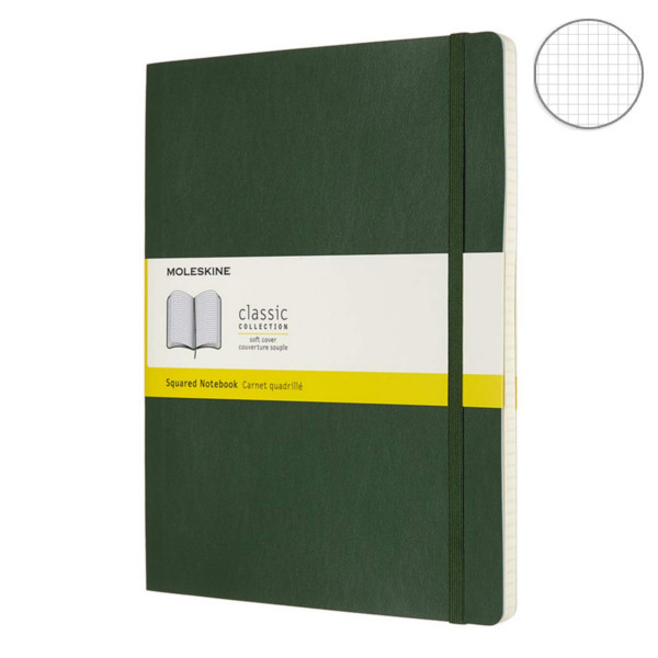 Записник Миртовий Зелений м’який великий клітинка, Moleskine Classic, QP622K15