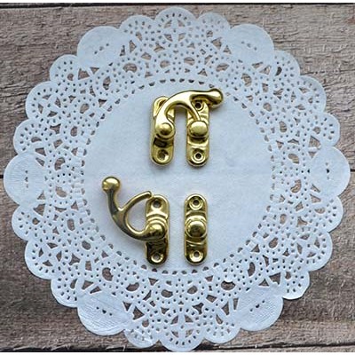 Замок металлический с крючком, золото, 25 мм, 2 комп, HY015162