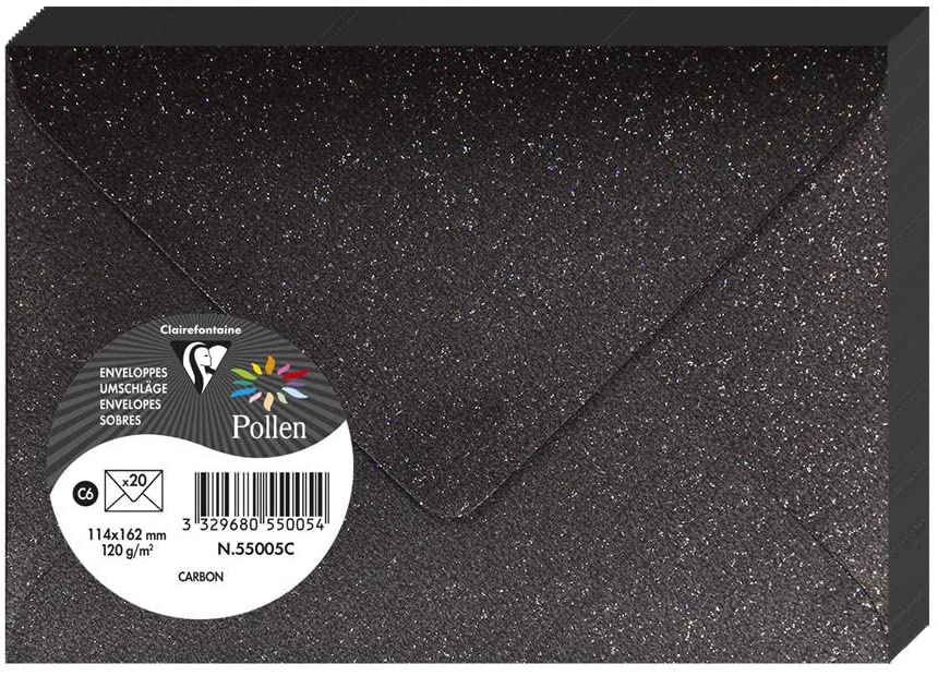 Конверт декоративный Pollen 114*162 мм (120 г), глиттер, Carbon/Графитовый, 55005C Clairefontaine