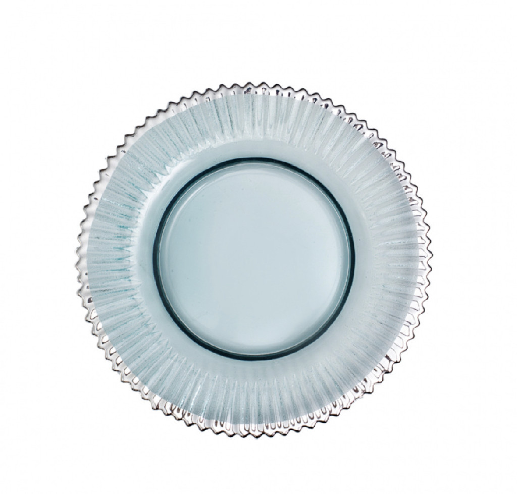 Блюдо стекло зубчик, 20см, прозрачное голубое, 110030