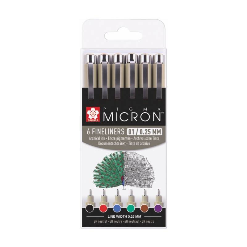 Набір лінерів Pigma Micron 01 Basic 6 шт., Sakura