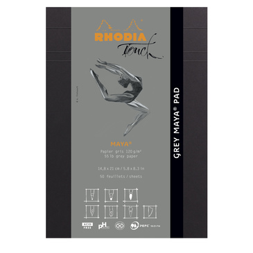 Альбом-склейка д/малюнка змішаних технік А5 Maya Pad Touch, 50 арк. (120 г/м2), сірий папір, 116106C