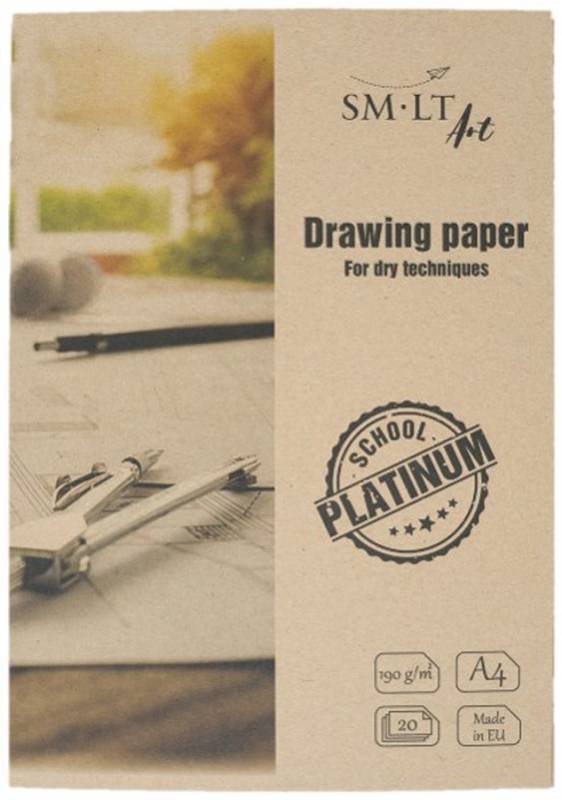 Папка для рисунка Platinum А4, 190 г/м², 20 л, Smiltainis