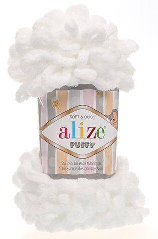 Пряжа микрополиэстер 55 Белый, TM Alize Puffy