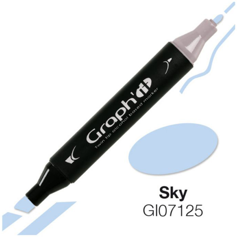 Маркер двосторонній, Небесно-блакитний (7125), GI07125 Graph`it