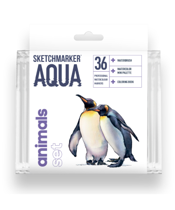 Набор маркеров акварельных SketchMarker Aqua Pro Animals, 36 цв., SMA-36ANIM 5