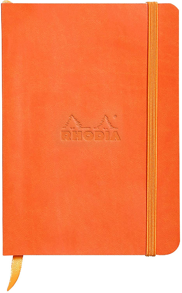 Блокнот А6 72 арк., в крапку, м`яка обкл. зі шкірозам., на гумці, папір сл. кістка, мандар., 117364C