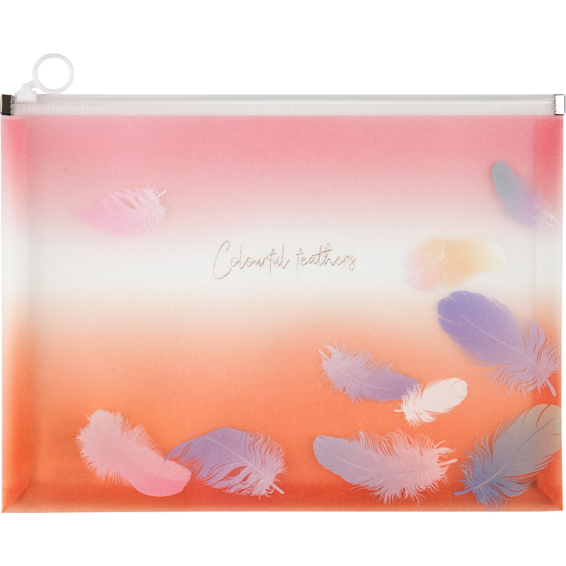 Папка на блискавці А4+, zip-lock, Colourful Feather 04, 1452-94-A