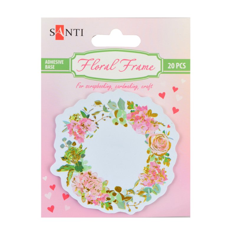 Набор бумажных декоров фольгированных "Floral frame" 75 мм с клеевым слоем, 20 шт., 742546