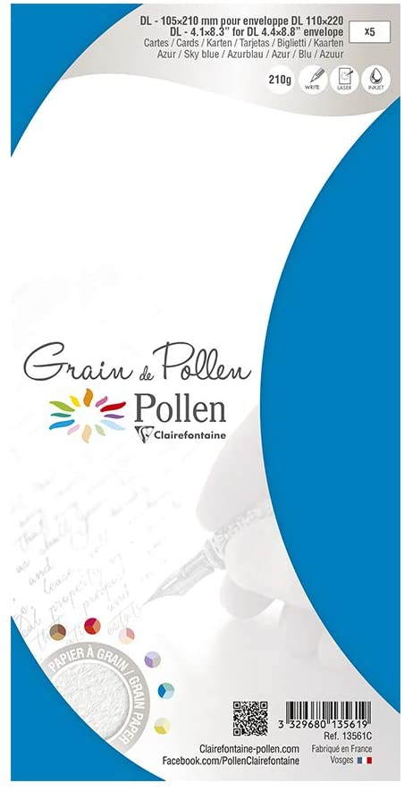 Заготовка д/открыток зернистая Pollen 105*210 мм/210 г, Sky blue/Голубое небо, 13561C