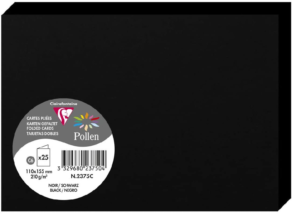 Заготівка д/листівок складена Pollen 110*155 мм/210 г, Black/Чорний, 2375C