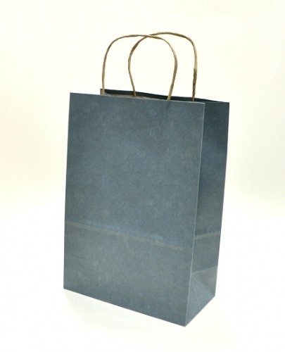 Крафт пакет с ручкой 29*12*20 см, серо-синий (5)