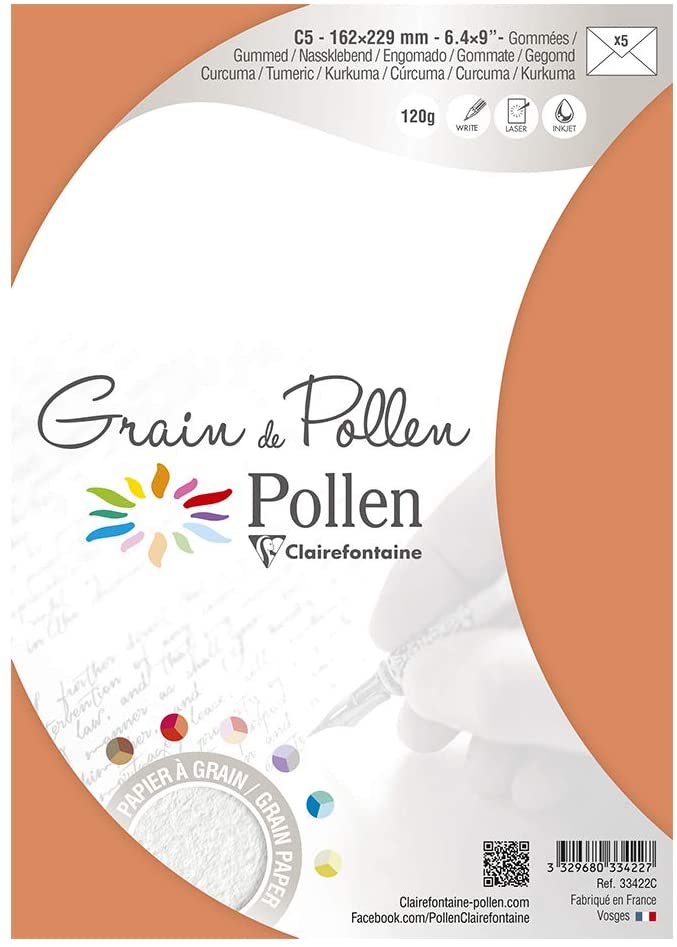 Конверт декоративний Pollen зернистий 162*229 мм/120 г, Tumeric/Куркума, 33422C