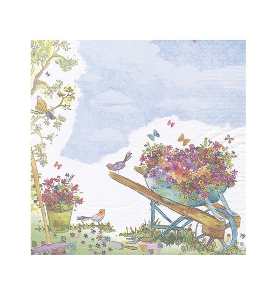 Декупажные салфетки "Тележка с цветами", 33*33 см, ti-flair