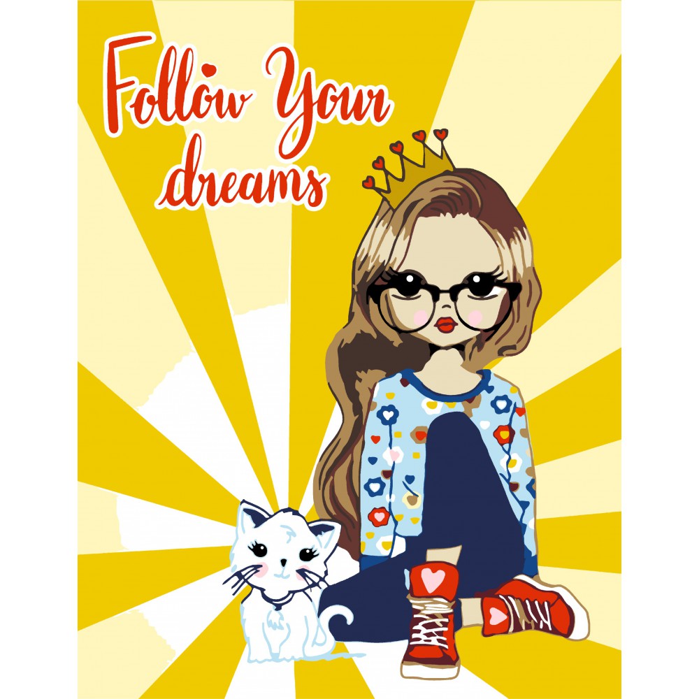 Набір-стандарт, картина за номерами "Follow your Dreams" 35*45 см, Rosa Start