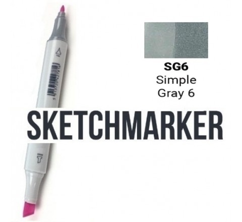 Маркер SKETCHMARKER, 2 пера: долото и тонкое, Simple Gray 6 - Простой серый 6, SM-SG6 3