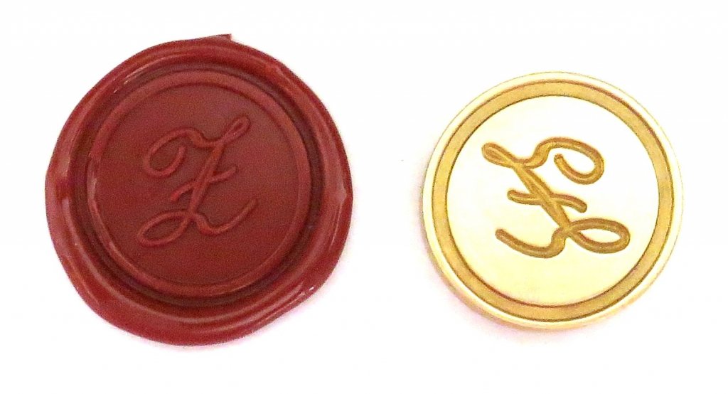 Круглая латунная печать d24 мм – англ. буква "Z" с лакированной деревянной ручкой, 40126T