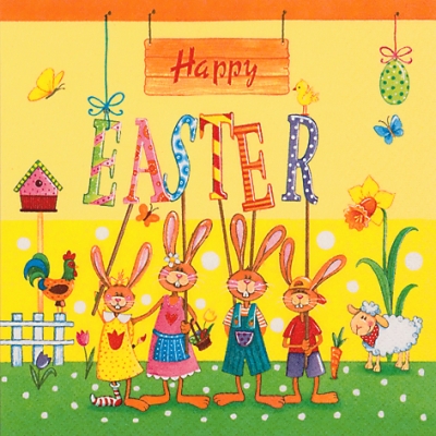 Декупажні серветки "Happy Easter", 33*33 см, ti-flair