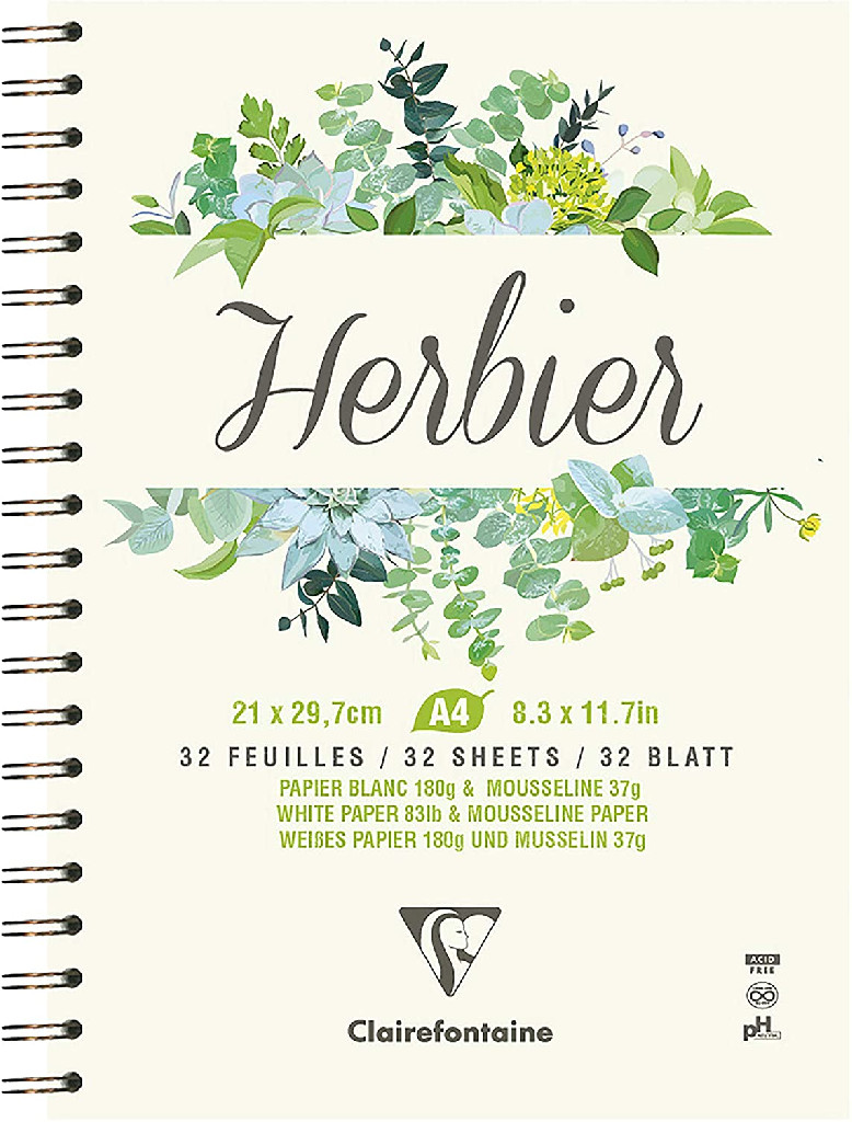 Блокнот д/малювання зміш. техніками А4 Herbarium 32 арк. (180 г/м2) на спіралі, 975179C