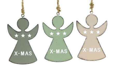 Подвеска новогодняя Ангел плоский "X-MAS" 10,3 см металлический (3 вида в ассортименте), 9762232 ТМ "A&G"