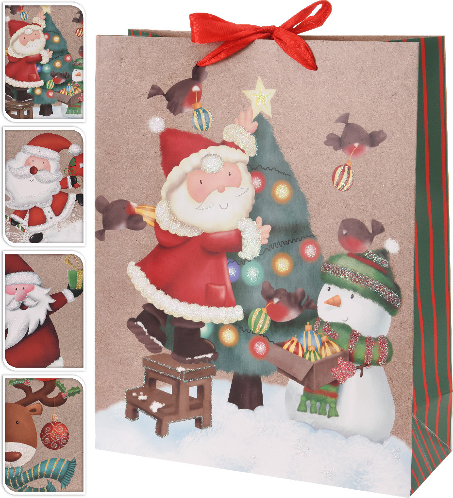 Подарунковий пакет новорічний "XMAS" 18*24 см, 210 г/м2, крафт (4 види), ABB300120