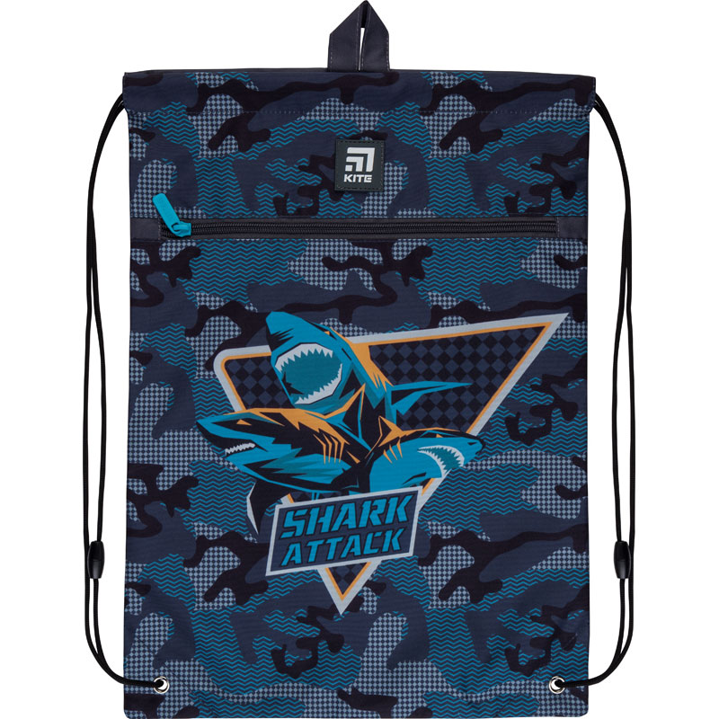 Сумка для обуви Kite с карманом 601M Shark attack, K21-601M-4