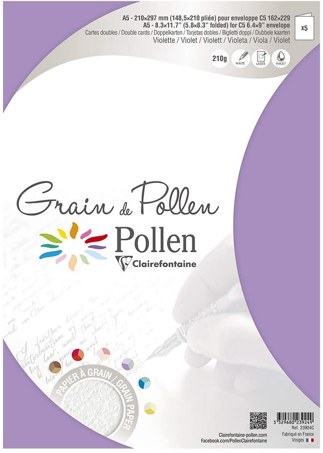 Заготовка д/открыток сложенная зернистая Pollen 148,5*210 мм/210 г, Violet/Фиолетовый, 23924C