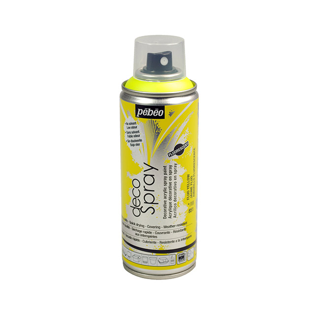 Краска-спрей акриловая флуоресцентная DecoSpray 200 мл, жёлтый, 851 ТМ "Pebeo"