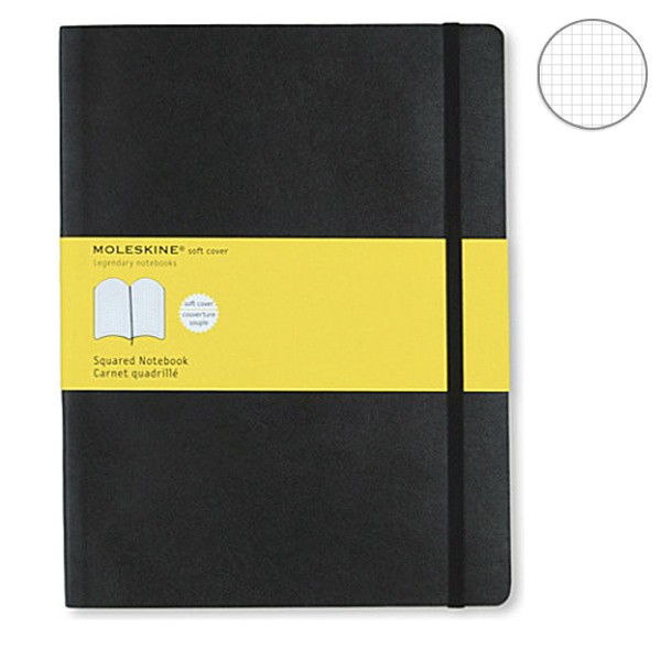 Записник Чорний м’який великий клітина, Moleskine Classic, QP622F