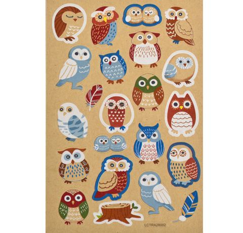 Набор декортивных  стикеров на крафтовой бумаге "Совы" (2шт./уп.), 741308