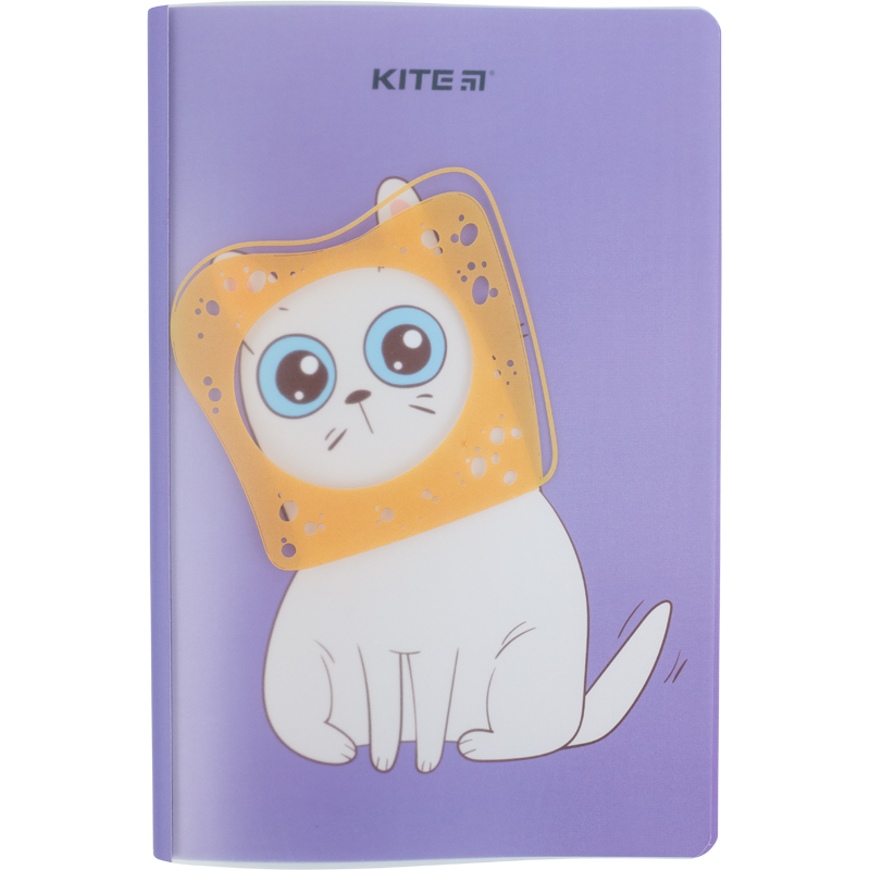 Блокнот пласт. обложка двойная, "Bread cat", А5+, 40 л., K22-460-4