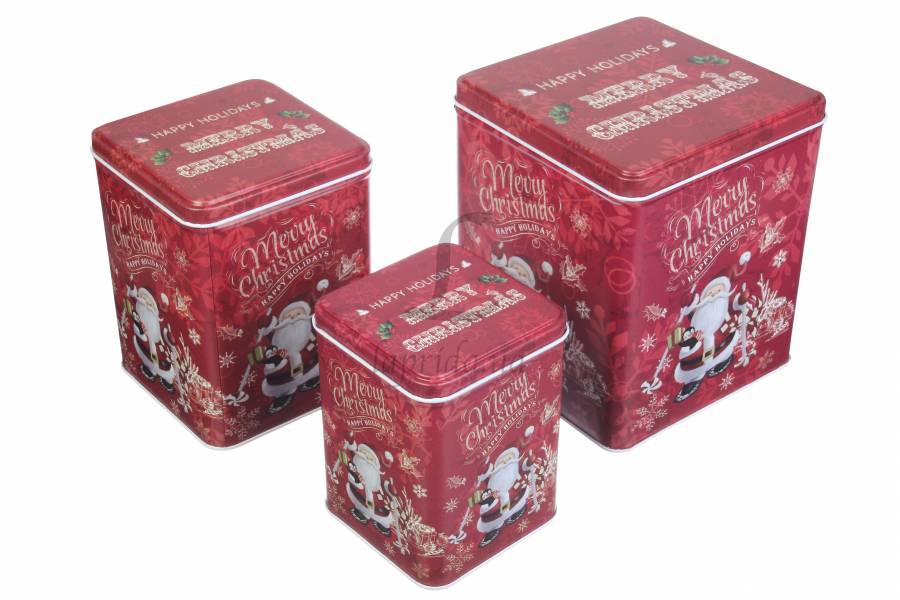 Подарунк. коробка новорічна бляшана "Happy Holidays" квадратна вел., 6-1908-318