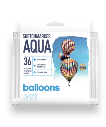 Набор маркеров акварельных SketchMarker Aqua Pro Balloons, 36 цв., SMA-36BALL 5