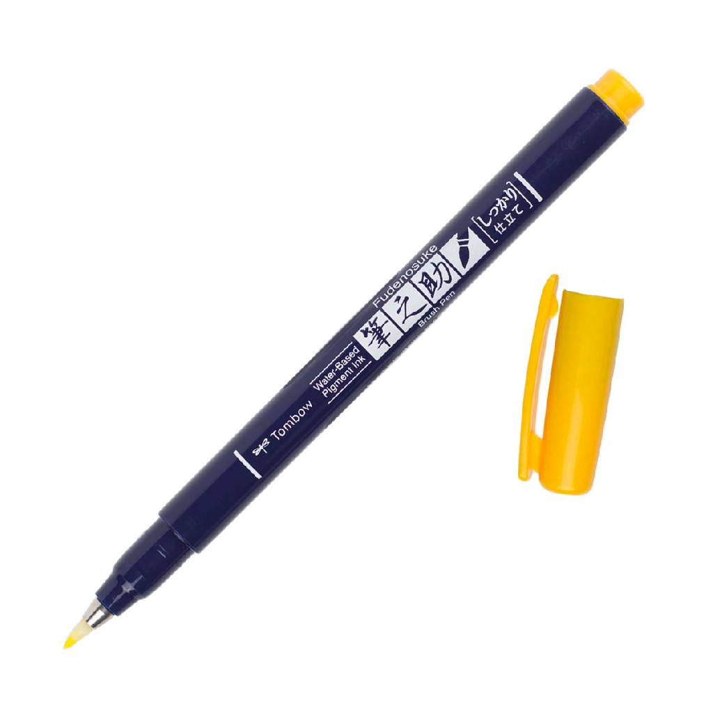 Кисть-ручка Brush Pen Fudenosuke на водной основе BH03, желтый, WS-BH03 Tombow