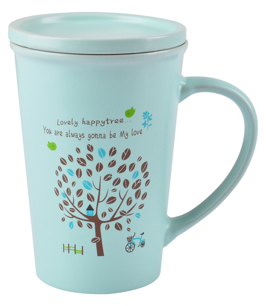 Чашка Tree з кришкою, 390 мл, блакитна, HTK-047 Limited Edition