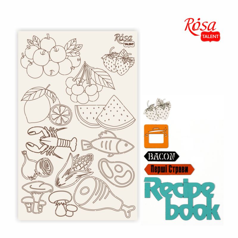 Чіпборд для скрапбукінгу 12,6*20 см "Recipe book" 4, білий картон, 94232070 ROSA TALENT