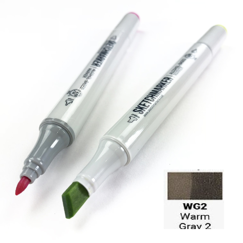 Маркер SKETCHMARKER, 2 пера: долото и тонкое, Warm Gray 2 - Теплый серый 2, SM-WG2 3