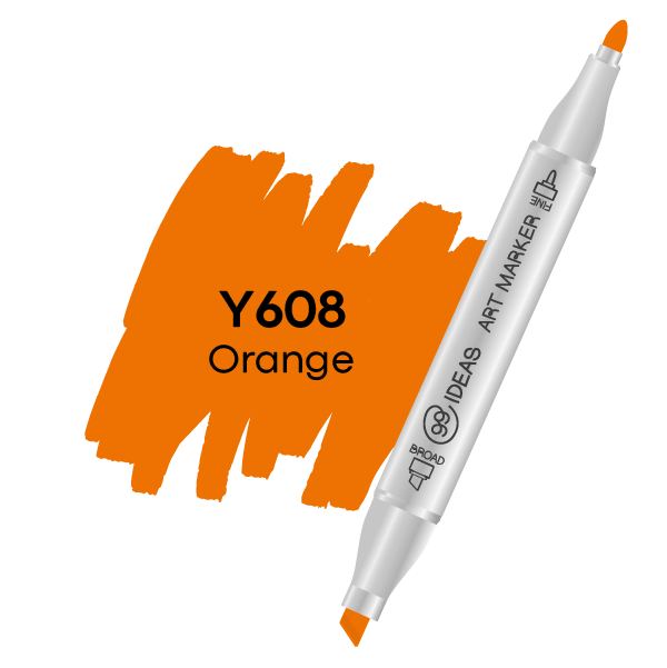 Маркер двосторонній Помаранчевий, Y608, 99IDEAS