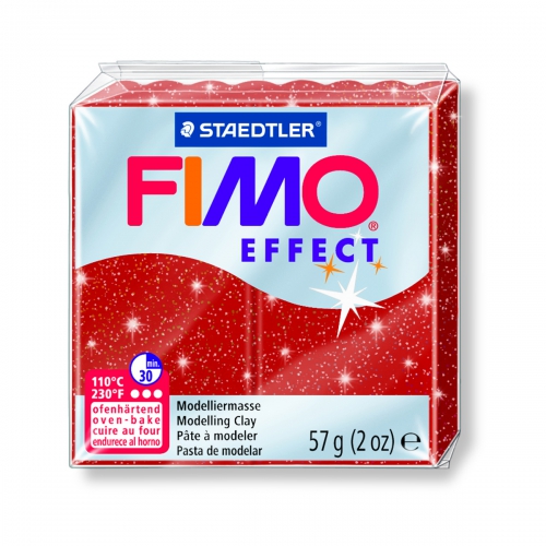 Пластика Effect, Красная с блестками, 57г, Fimo