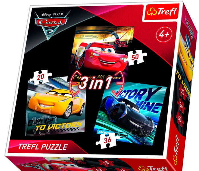 Пазл "3 в 1 mix" - Легенди гонок, Disney Cars 3, Trefl, 34820 2