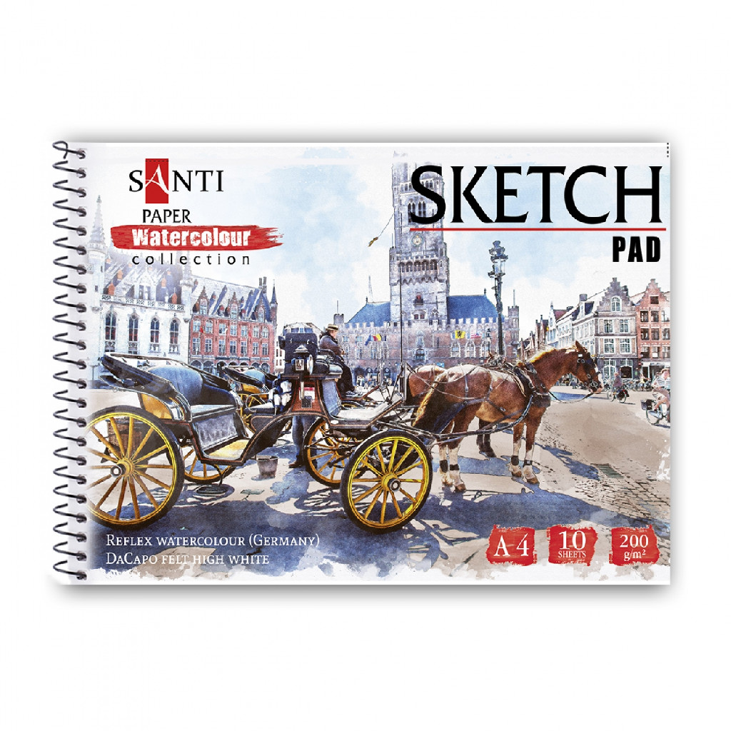 Альбом для акварели "City" А4, "Paper Watercolour Collection" 10 л., 200г/м2, Santi, 130507
