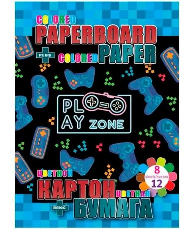 Набір картону двост. 8+2 арк. метал. картону + папір 12 арк. двостор., Kidis,  Play zone, 13281