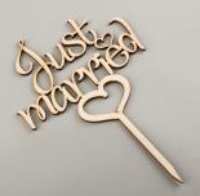 Заготовка деревянная Верхушка для торта "Just married сердце", ВТ13